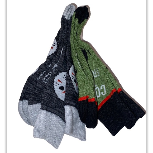 Nightmare On Elm Street & Friday The 13 Crew Socks 2 Pair Men 8-12 Jason Freddy - Picture 5 of 10